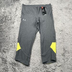 Under Armour Fly By Compression Capri Legging Gray/Yellow NEW